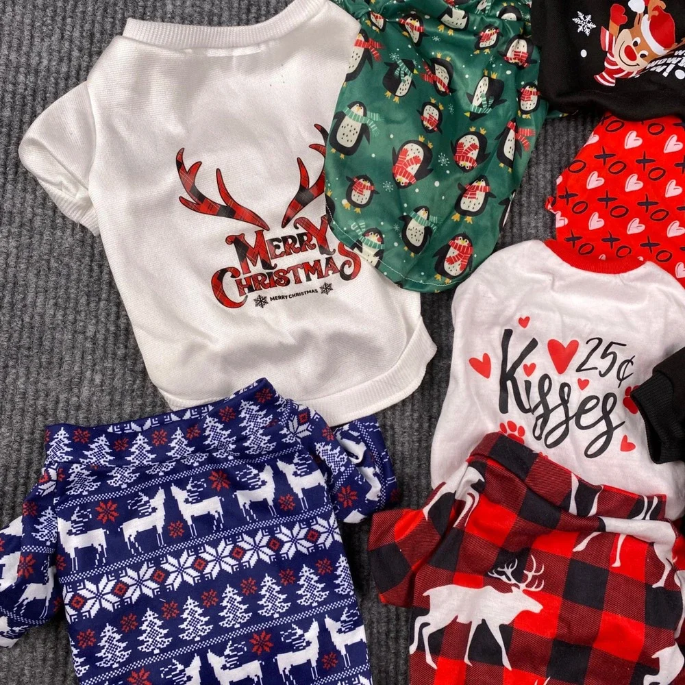 Holiday Pet Apparel Bundle Christmas Valentine Hoodies Tees Small Medium 7pc